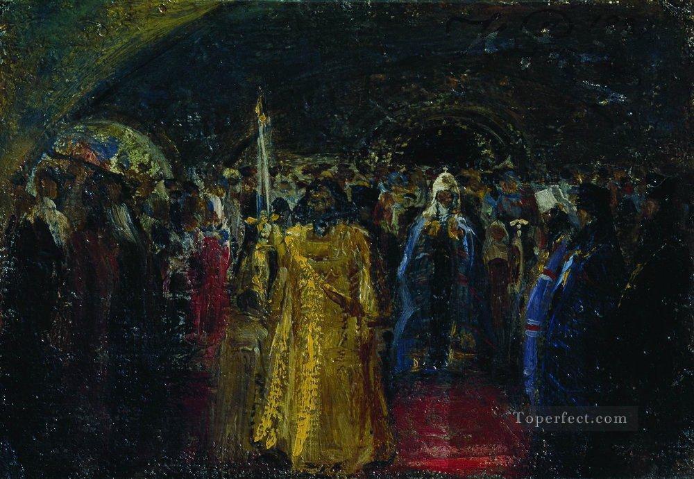 exit of patriarch hermogenes 1881 Ilya Repin Oil Paintings